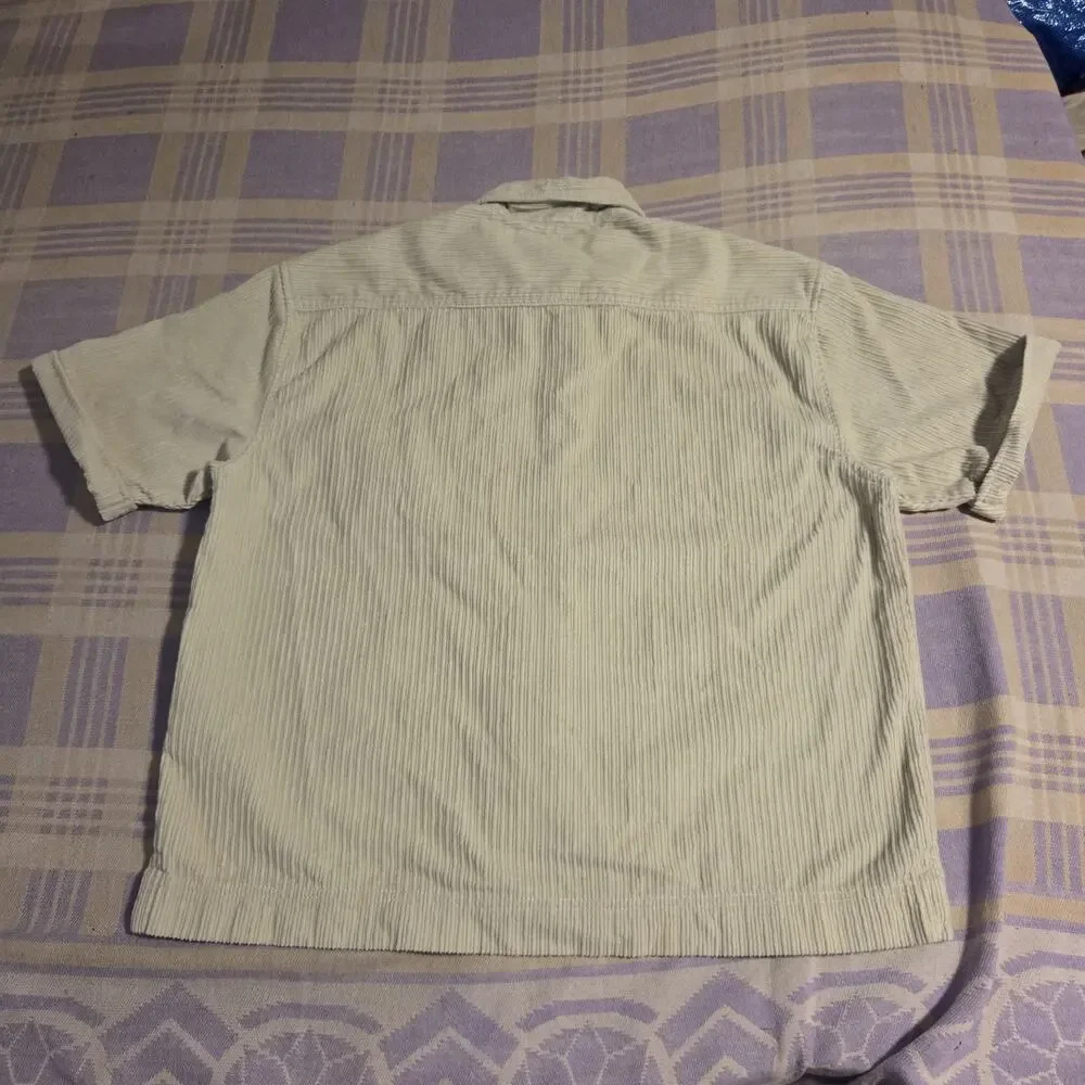 Vintage Levis Silver Tab Corduroy Shirt Ivory 90s Y2k Short Sleeve Zip Up Skater